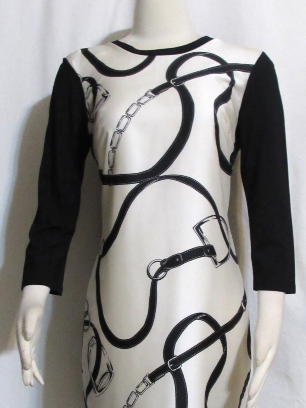 NEW Womens Ladies LAUREN by RL Black & Ivory Tailored Knee Dress M Orig $189